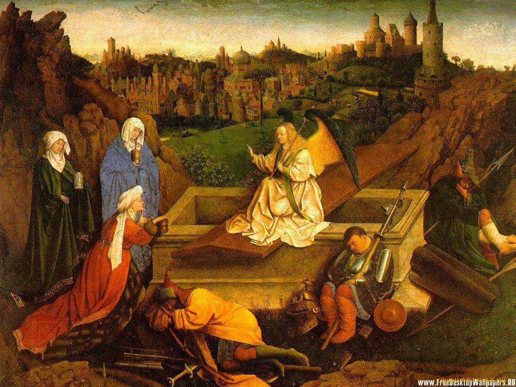 the, three, marys, at, tomb, , hubert, van, eyck